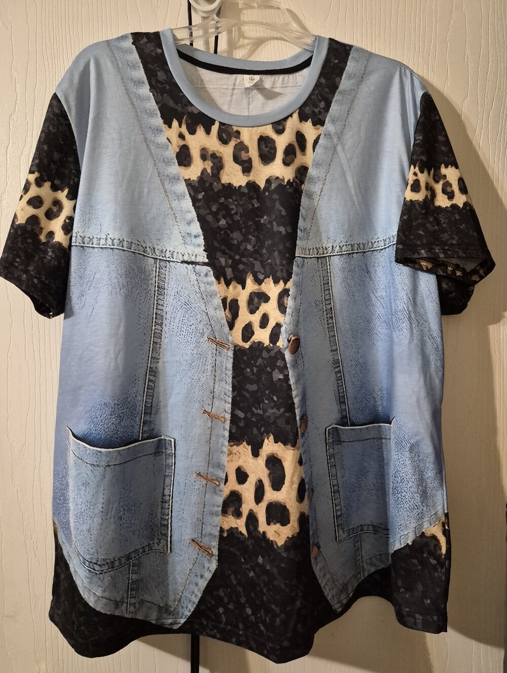 Leopard & Faux Denim Shirt